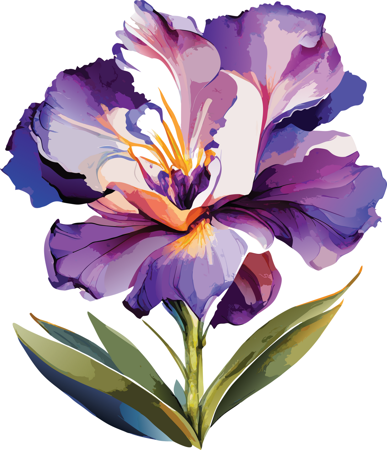 Watercolor Iris flower